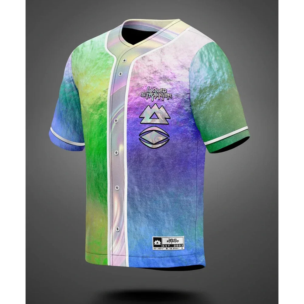 LE Liquid Stranger Split Dimension BASEBALL JERSEY Size L Large EDM RAVE